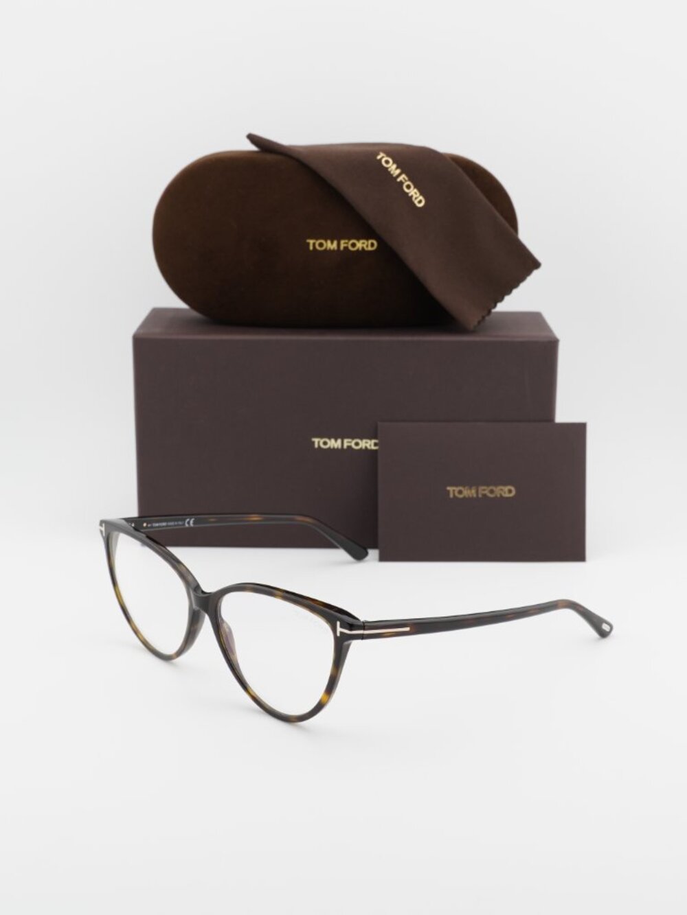 Tom Ford FT5743-B 052 Cat Eye Eyeglasses 57mm – Dark Havana